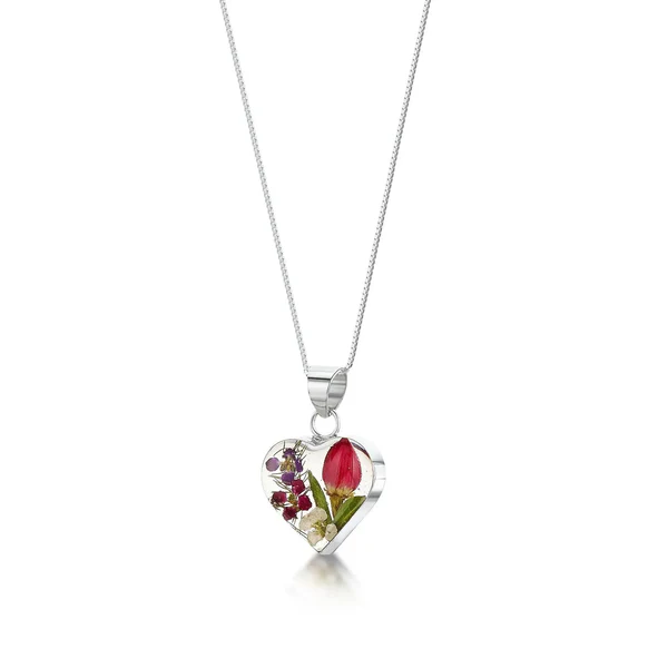 Silver Floral Heart Necklace - Image 7