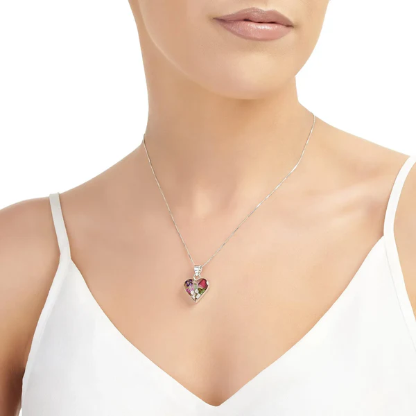 Silver Floral Heart Necklace - Image 6